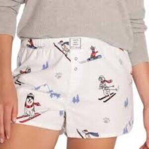 P.J. Salvage Flannel Ski Dog Print Pajama Shorts